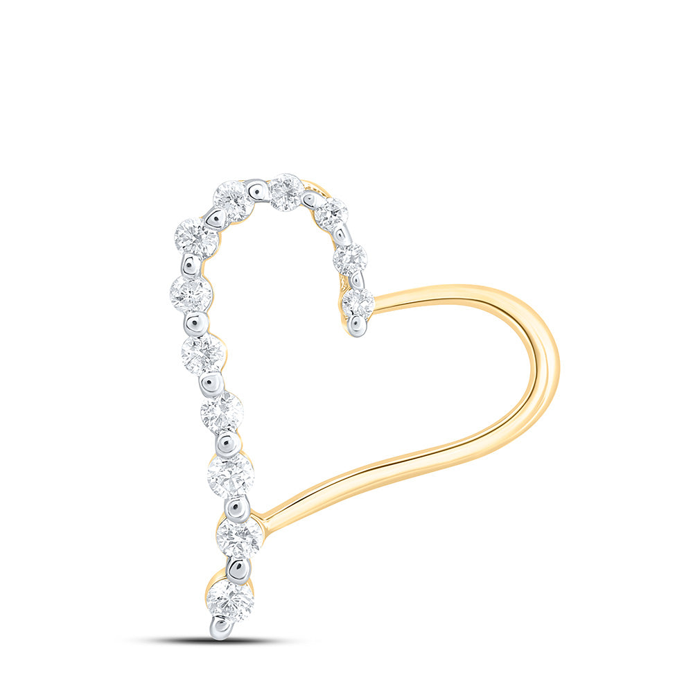 10K Yellow Or White Gold 1/6Cttw Natural Diamond Cn Fashion Heart Pendant