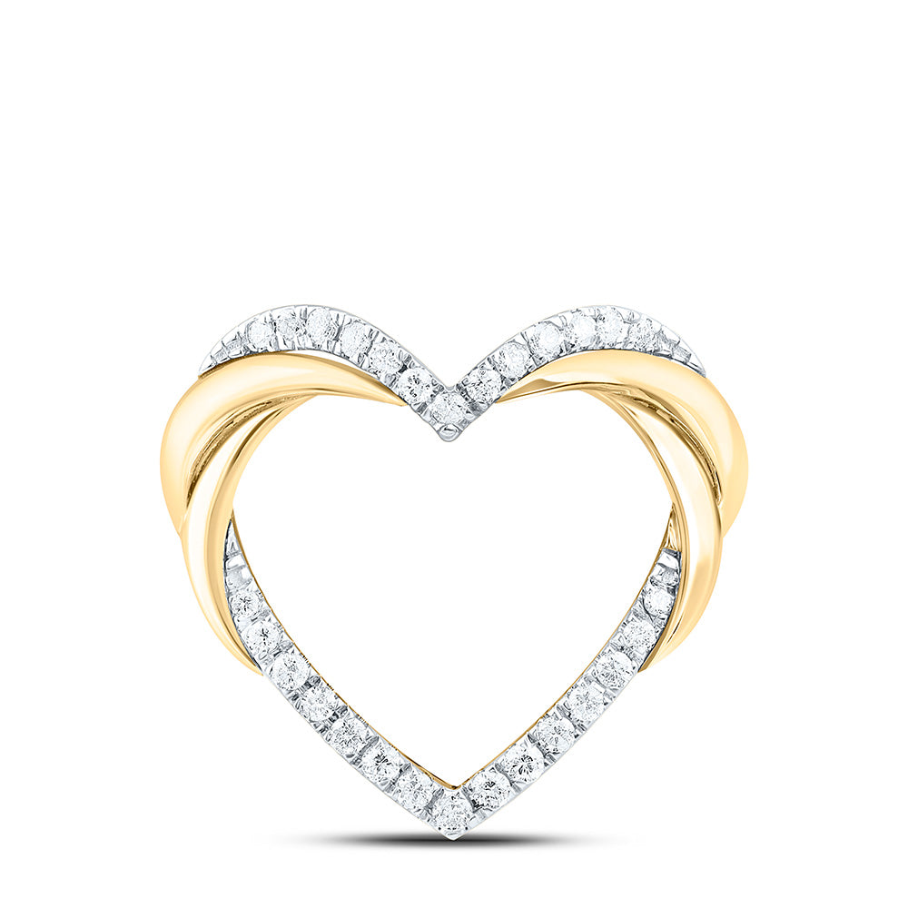 10K Yellow Or White Gold 1/5Cttw Natural Diamond Cn Fashion Heart Pendant