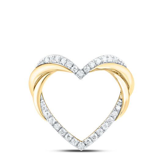 10K Yellow Or White Gold 1/5Cttw Natural Diamond Cn Fashion Heart Pendant