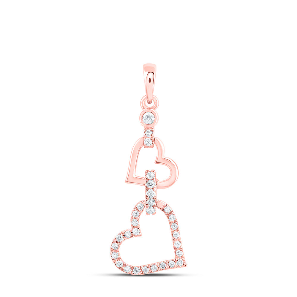 10K Yellow Or White Or Rose Gold 1/6Cttw Natural Diamond Cn Fashion Heart Pendant