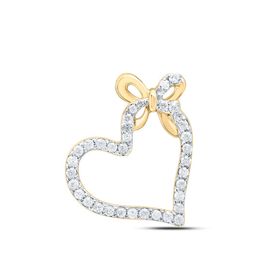 10K Yellow Or White Or Rose Gold 1/4Cttw Natural Diamond Cn Fashion Heart Pendant