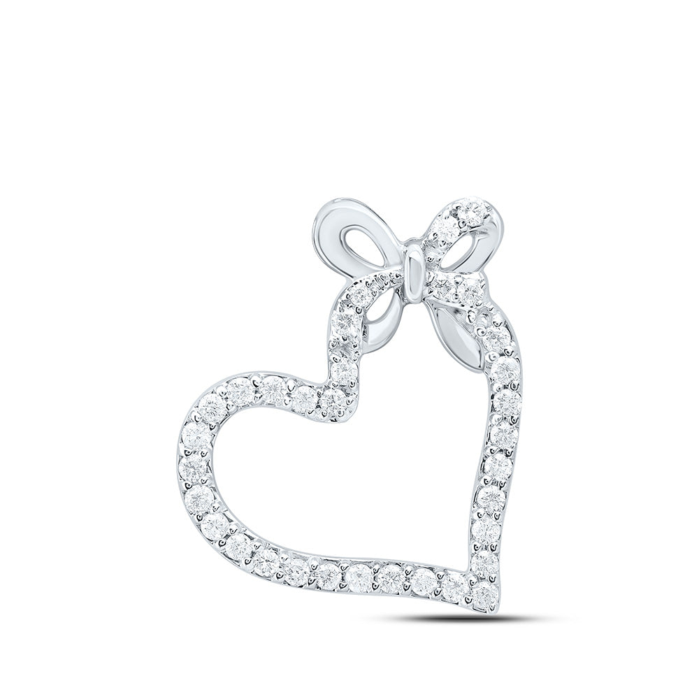 10K Yellow Or White Or Rose Gold 1/4Cttw Natural Diamond Cn Fashion Heart Pendant