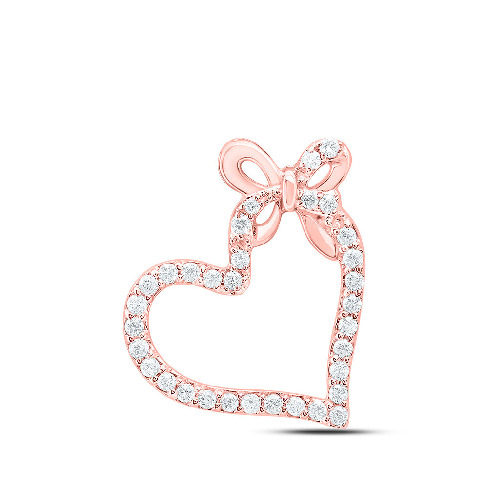 10K Yellow Or White Or Rose Gold 1/4Cttw Natural Diamond Cn Fashion Heart Pendant