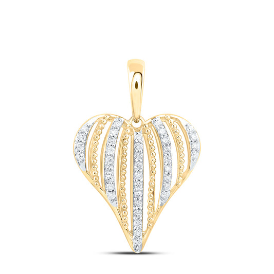 10K Yellow Gold 1/5Cttw Natural Diamond Fashion Heart Pendant