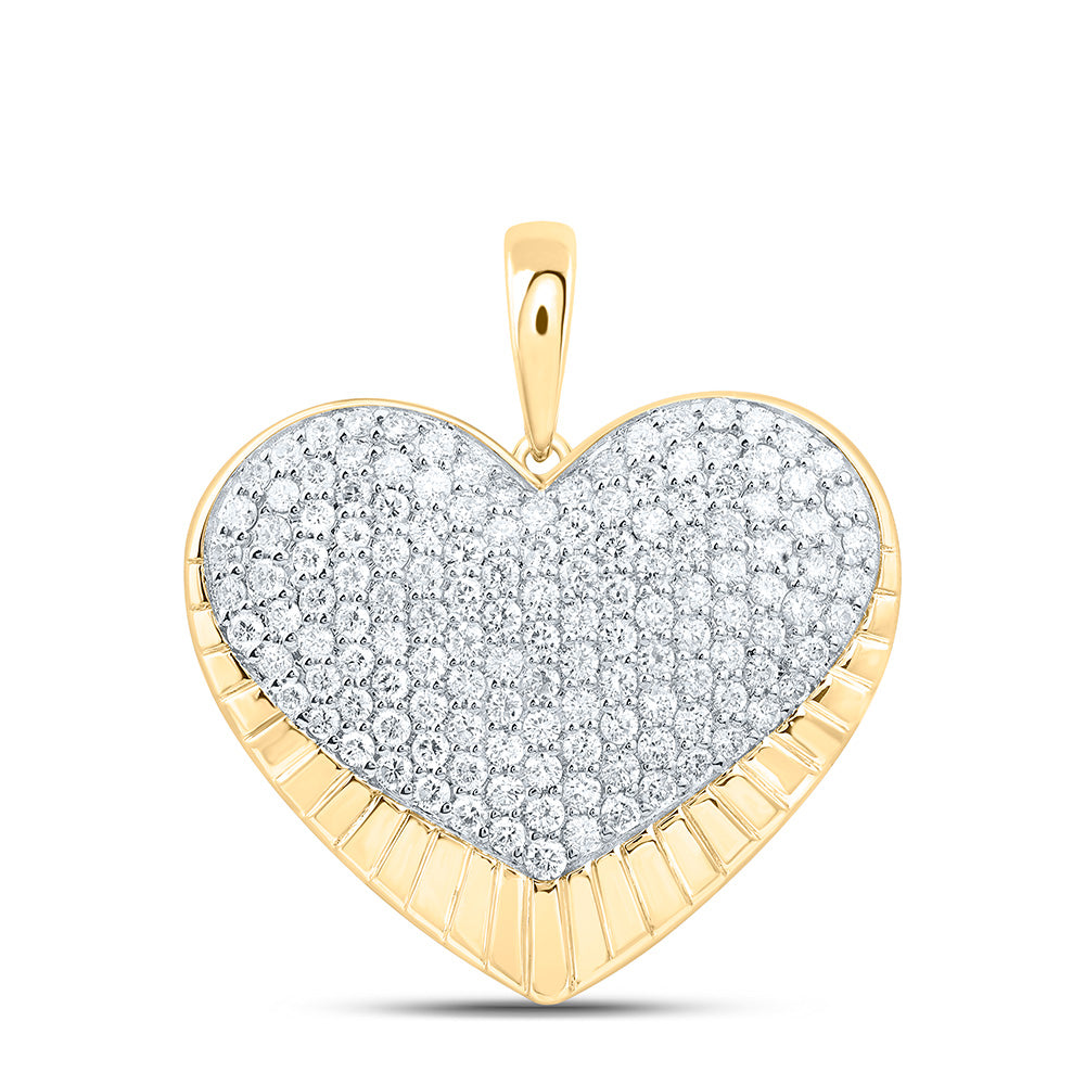 10K Yellow Gold 1 1/5Cttw Natural Diamond Fashion Heart Pendant