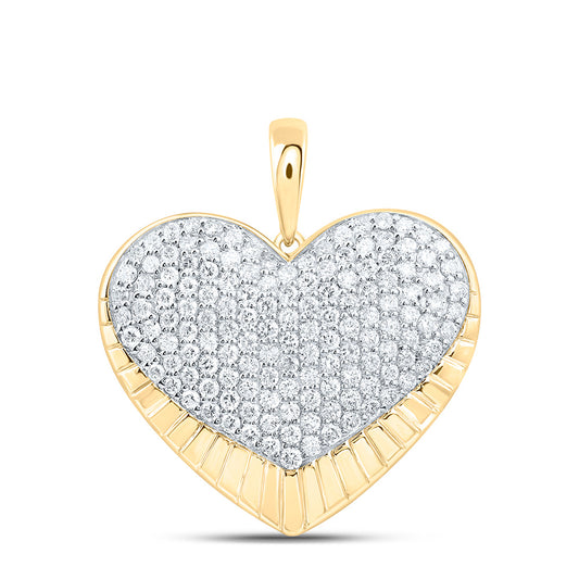 10K Yellow Gold 1 1/5Cttw Natural Diamond Fashion Heart Pendant