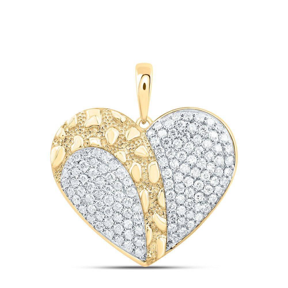 10K Yellow Gold 1 Cttw Natural Diamond Fashion Heart Pendant