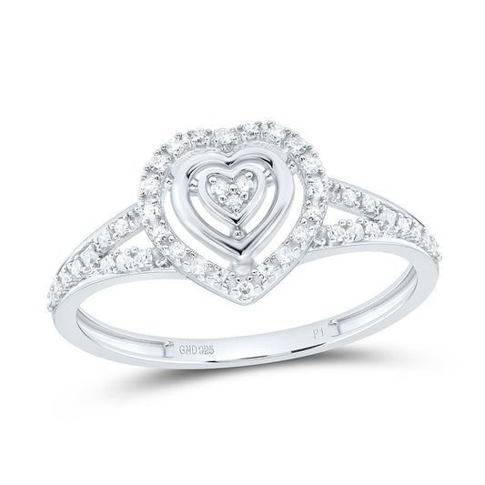 Sterling Silver 1/6Cttw Natural Diamond Gift Heart Ring