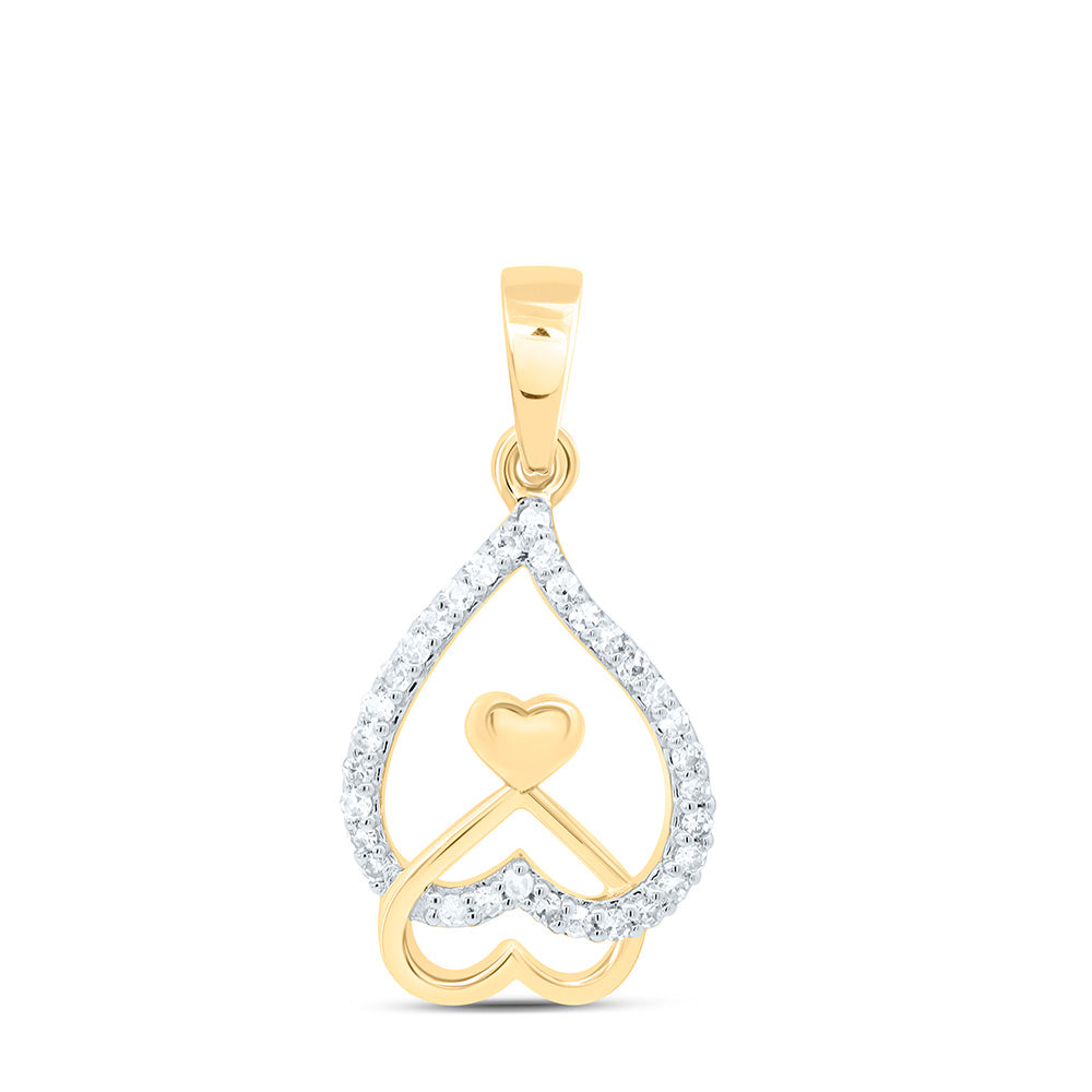 10K Yellow Gold 1/8Cttw Natural Diamond Gift Heart Pendant