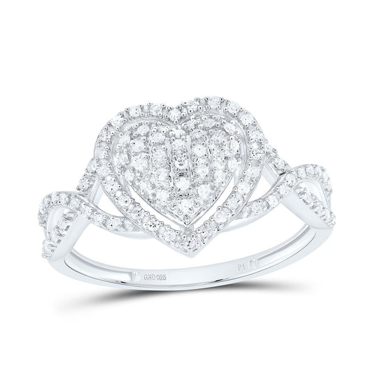 Sterling Silver 1/4Cttw Natural Diamond Gift Heart Ring