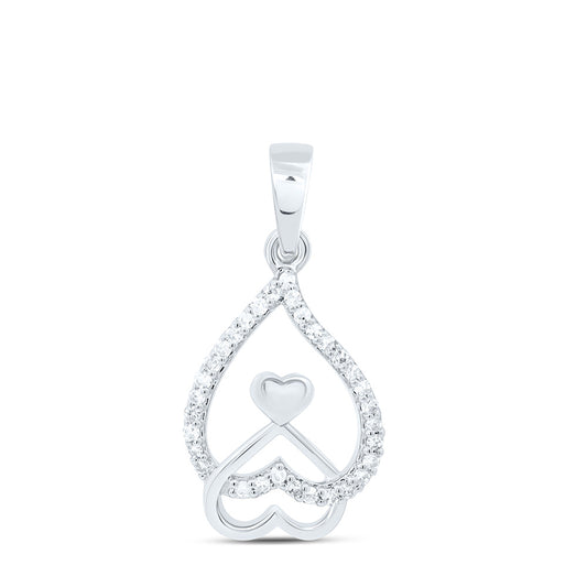 10K White Gold 1/8Cttw Natural Diamond Gift Heart Pendant