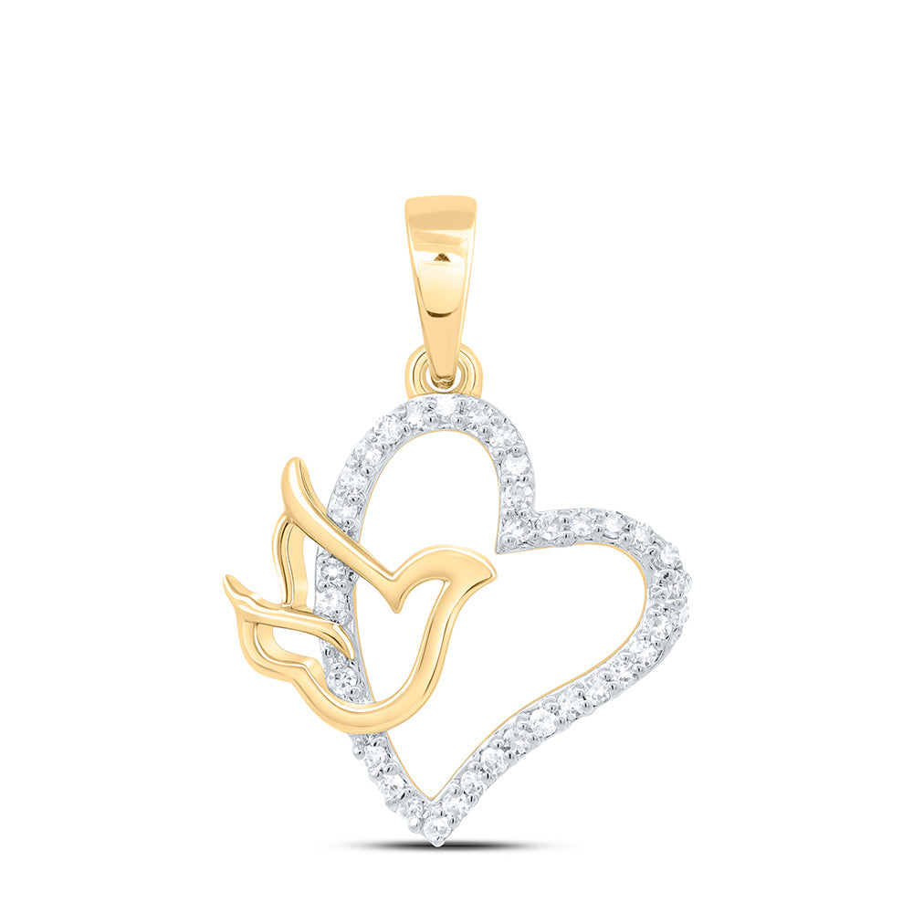 10K Yellow Or White Gold 1/8Cttw Natural Diamond Gift Heart Pendant