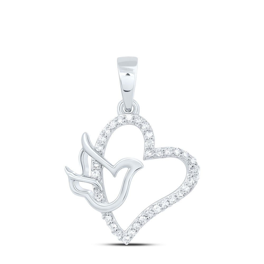 10K Yellow Or White Gold 1/8Cttw Natural Diamond Gift Heart Pendant