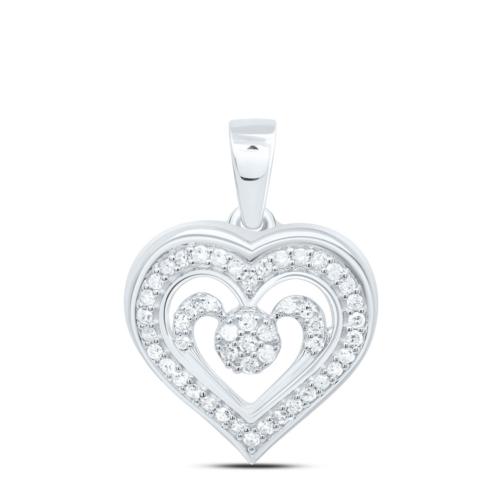 Sterling Silver 1/5Cttw Natural Diamond Gift Heart Pendant