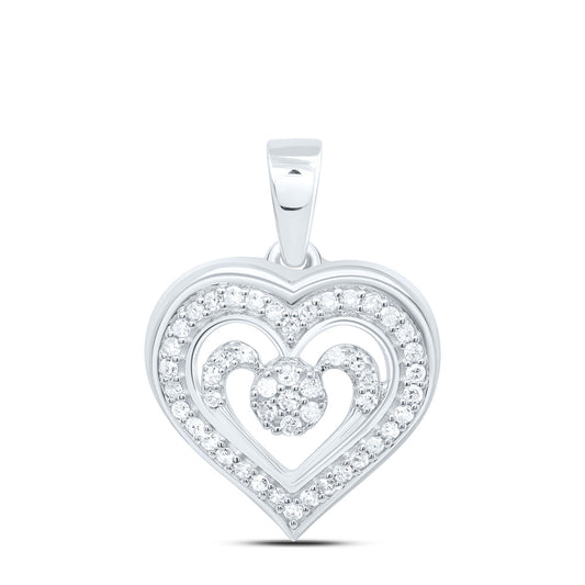 Sterling Silver 1/5Cttw Natural Diamond Gift Heart Pendant