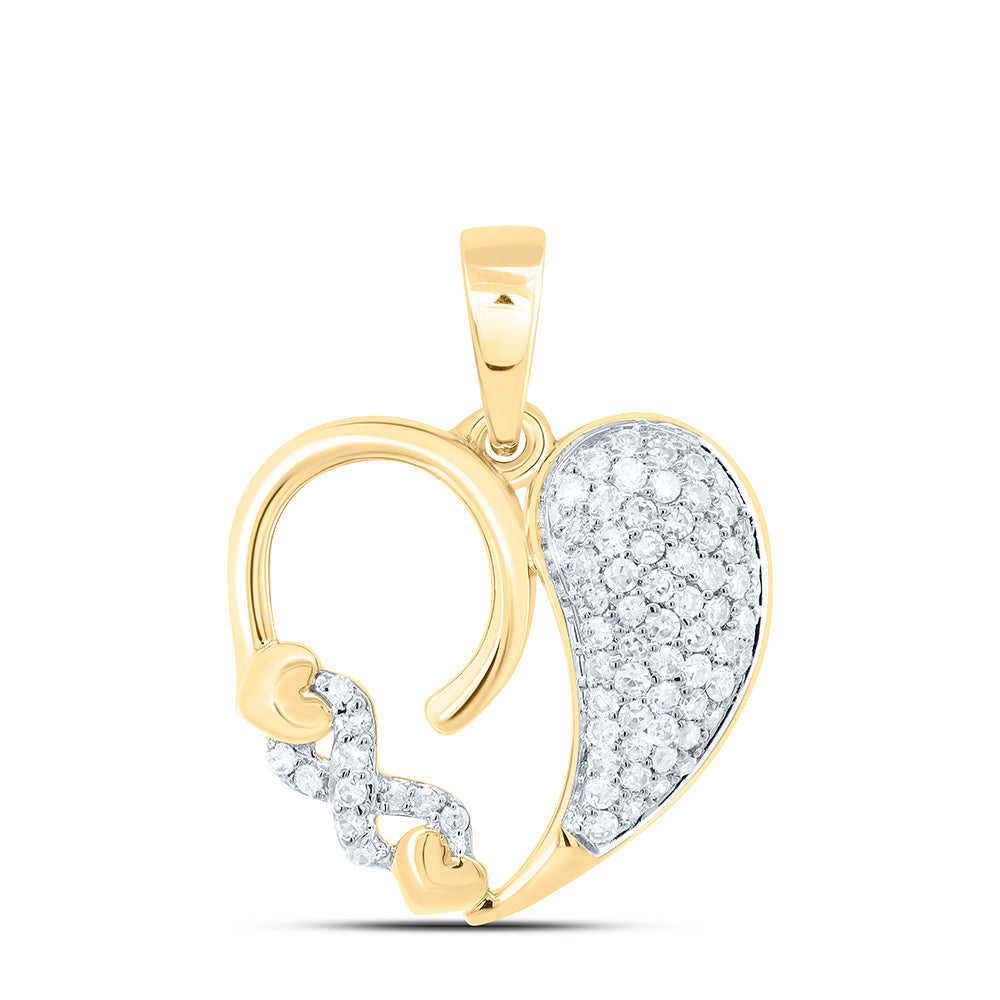 10K Yellow Gold 1/4Cttw Natural Diamond Gift Heart Pendant