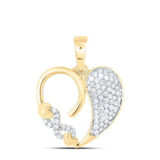 10K Yellow Gold 1/4Cttw Natural Diamond Gift Heart Pendant