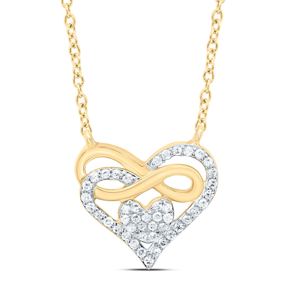 10K Yellow Or White Gold 1/8Cttw Natural Diamond Gift Heart Necklace (18 Inch)