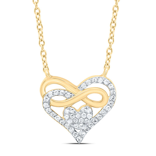 10K Yellow Or White Gold 1/8Cttw Natural Diamond Gift Heart Necklace (18 Inch)