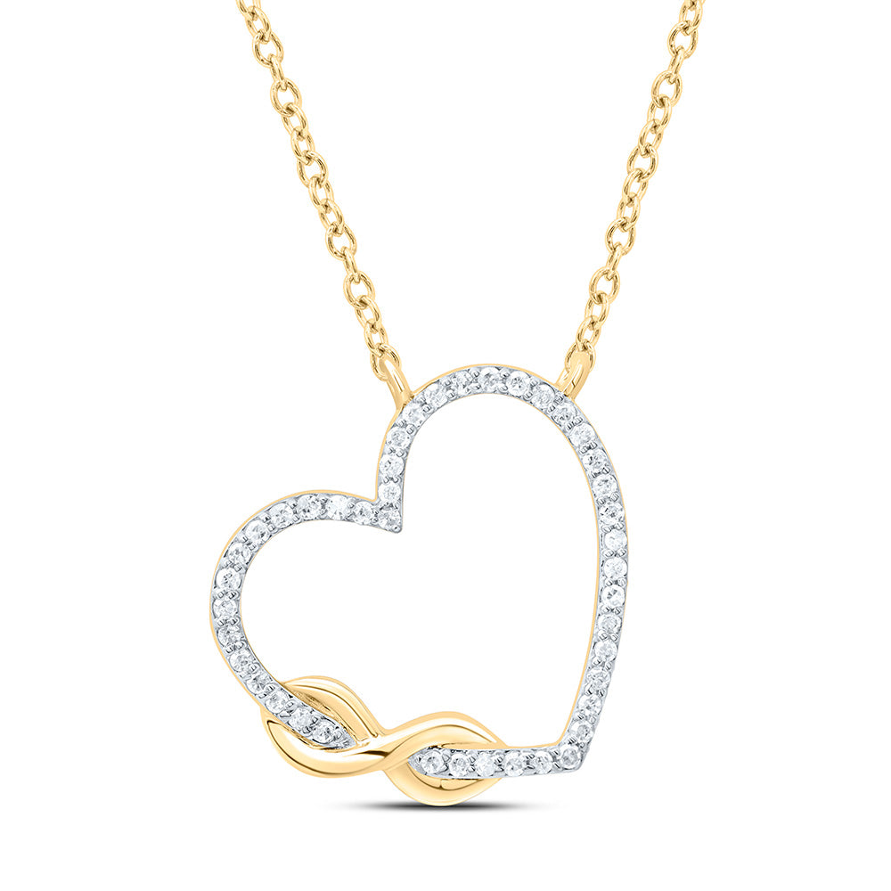 10K Yellow Or White Gold 1/8Cttw Natural Diamond Gift Heart Necklace (18 Inch)
