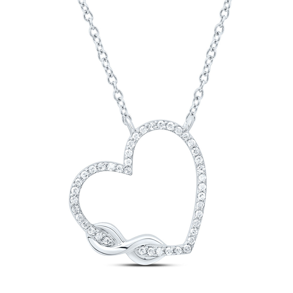 10K Yellow Or White Gold 1/8Cttw Natural Diamond Gift Heart Necklace (18 Inch)