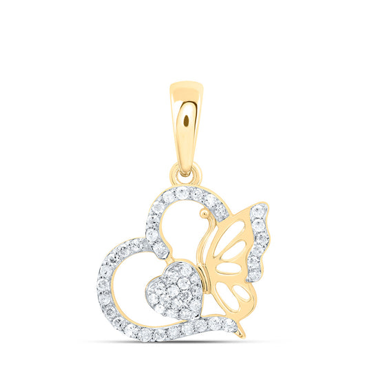 10K Yellow Or White Gold 1/6Cttw Natural Diamond Gift Heart Pendant