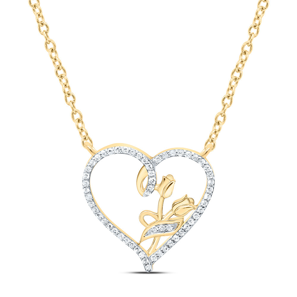10K Yellow Or White Gold 1/6Cttw Natural Diamond Gift Heart Necklace (18 Inch)