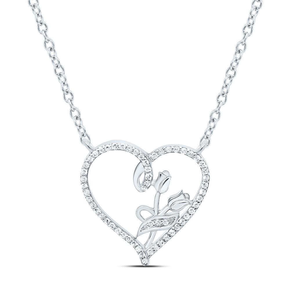 10K Yellow Or White Gold 1/6Cttw Natural Diamond Gift Heart Necklace (18 Inch)