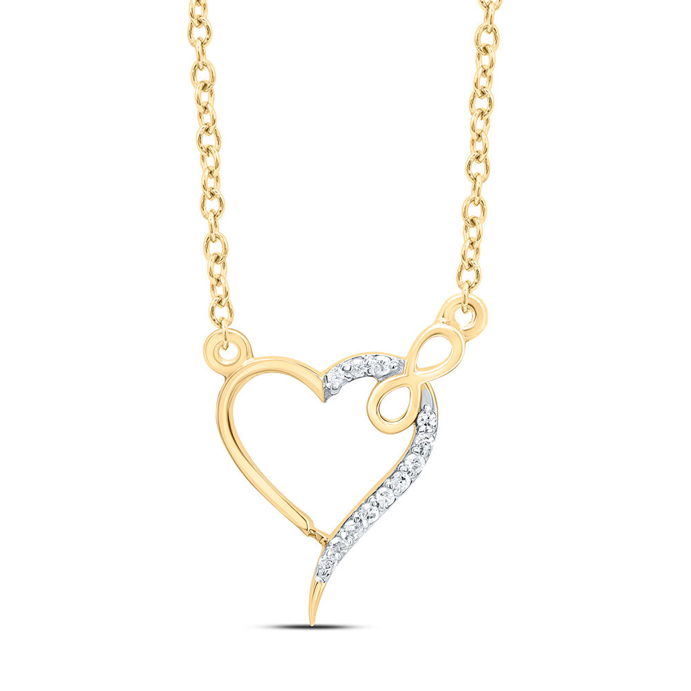 10K Yellow Or White Gold 1/20Cttw Natural Diamond Gift Heart Necklace (18 Inch)