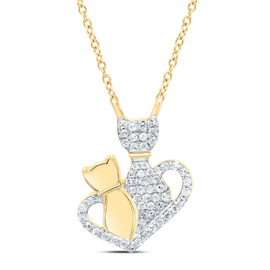 10K Yellow Or White Gold 1/6Cttw Natural Diamond Gift Heart Necklace (18 Inch)