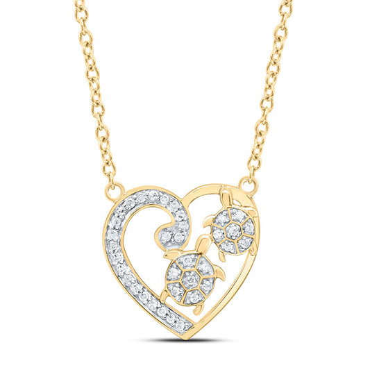 10K Yellow Or White Gold 1/8Cttw Natural Diamond Gift Heart Necklace (18 Inch)