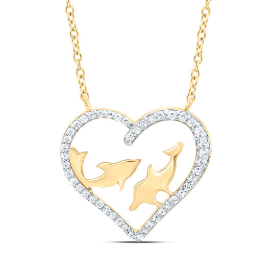 10K Yellow Or White Gold 1/6Cttw Natural Diamond Gift Heart Necklace (18 Inch)