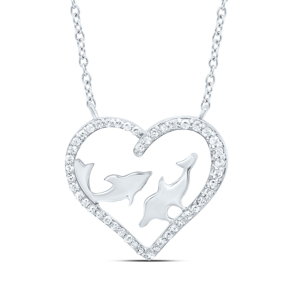 10K Yellow Or White Gold 1/6Cttw Natural Diamond Gift Heart Necklace (18 Inch)