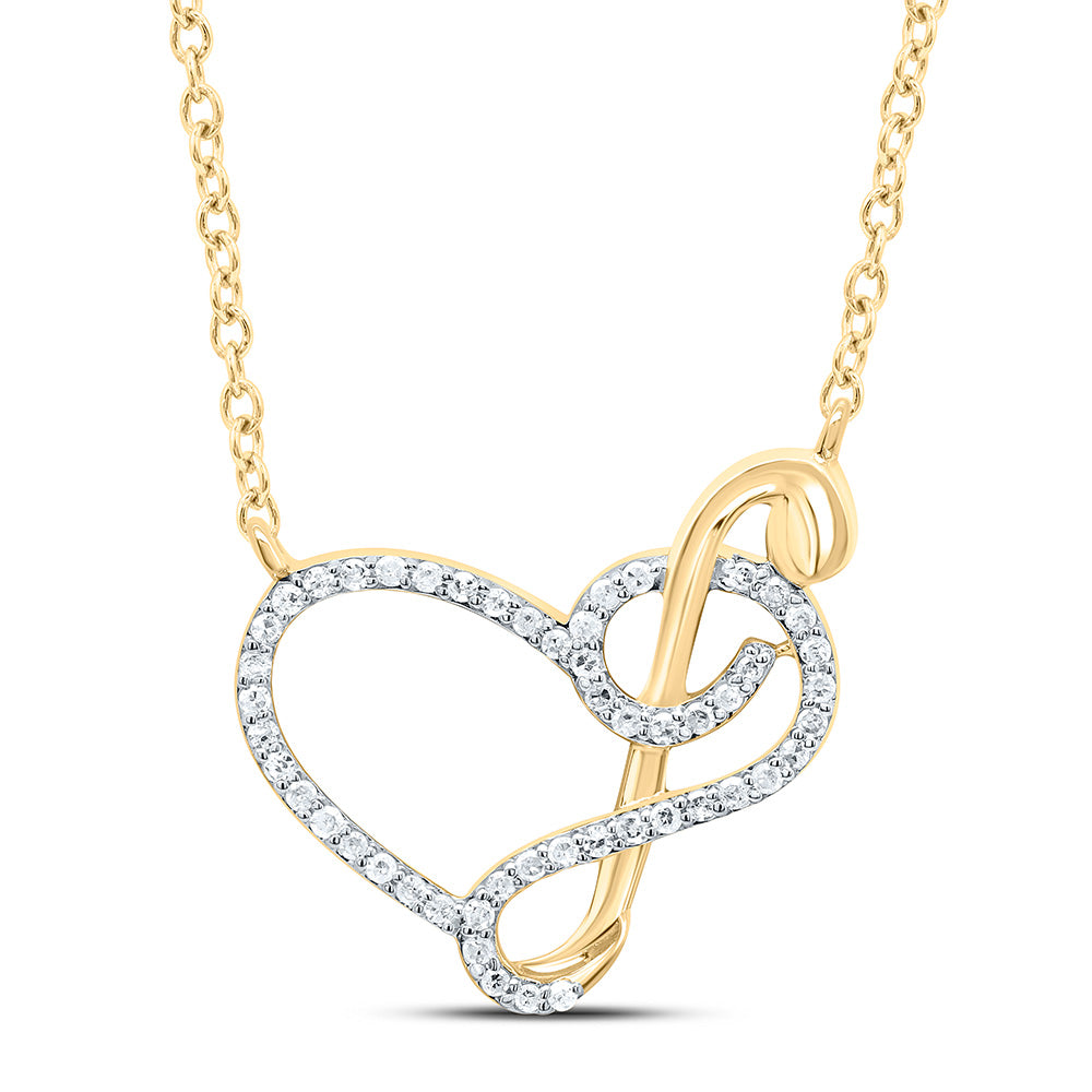 10K Yellow Or White Gold 1/6Cttw Natural Diamond Gift Heart Necklace (18 Inch)