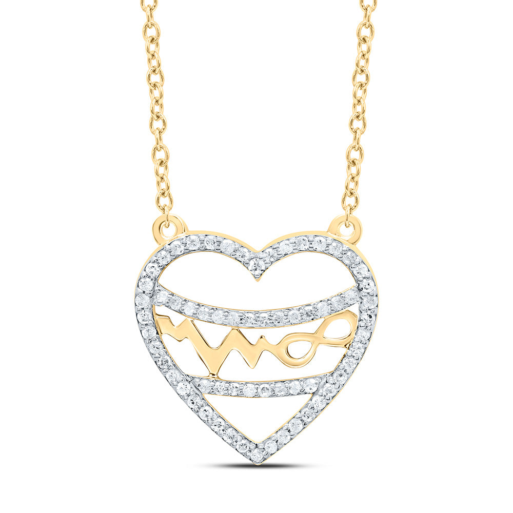 10K Yellow Or White Gold 1/5Cttw Natural Diamond Gift Heart Necklace (18 Inch)