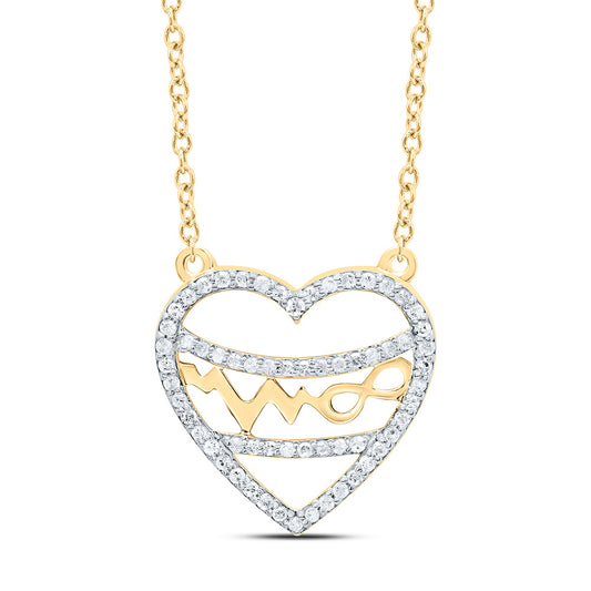 10K Yellow Or White Gold 1/5Cttw Natural Diamond Gift Heart Necklace (18 Inch)
