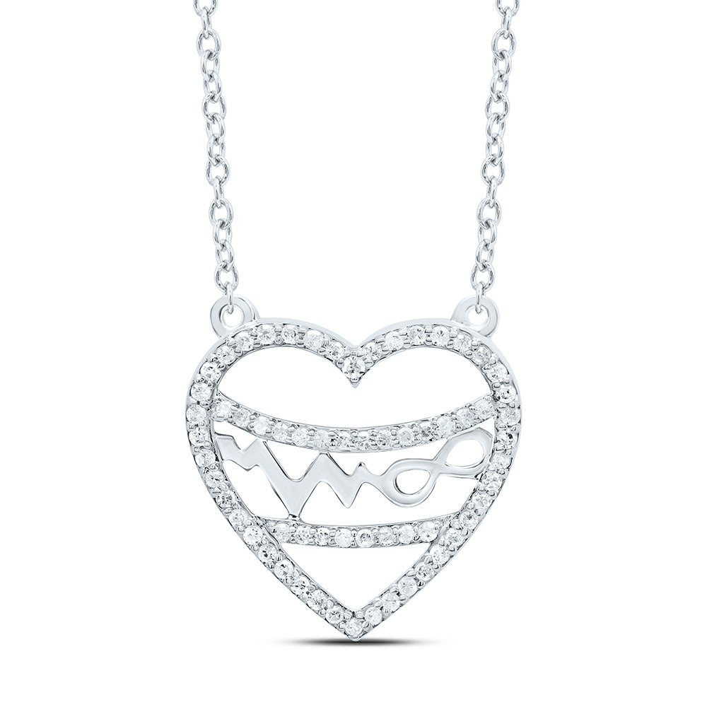 10K Yellow Or White Gold 1/5Cttw Natural Diamond Gift Heart Necklace (18 Inch)