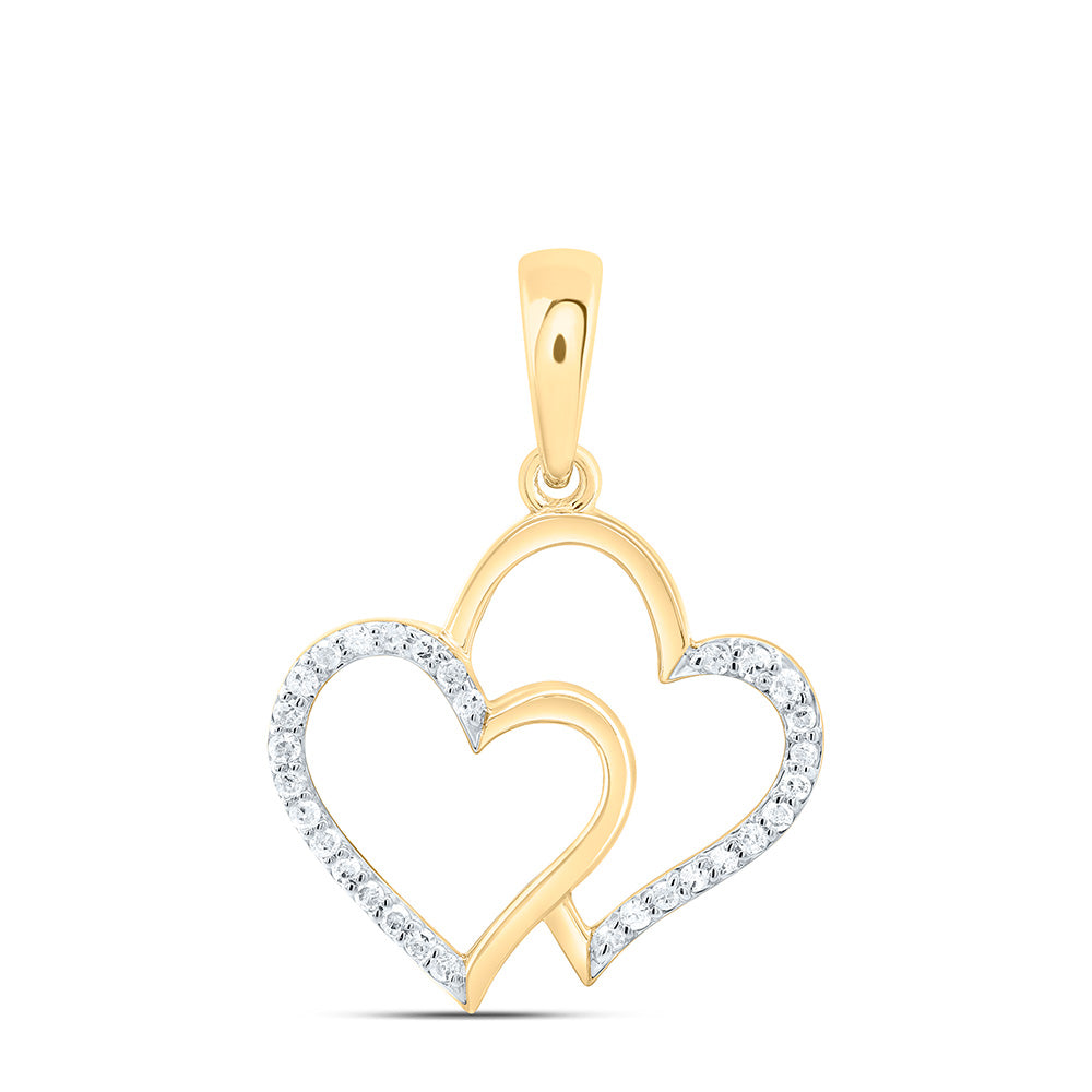 10K Yellow Or White Gold 1/12Cttw Natural Diamond Gift Heart Pendant