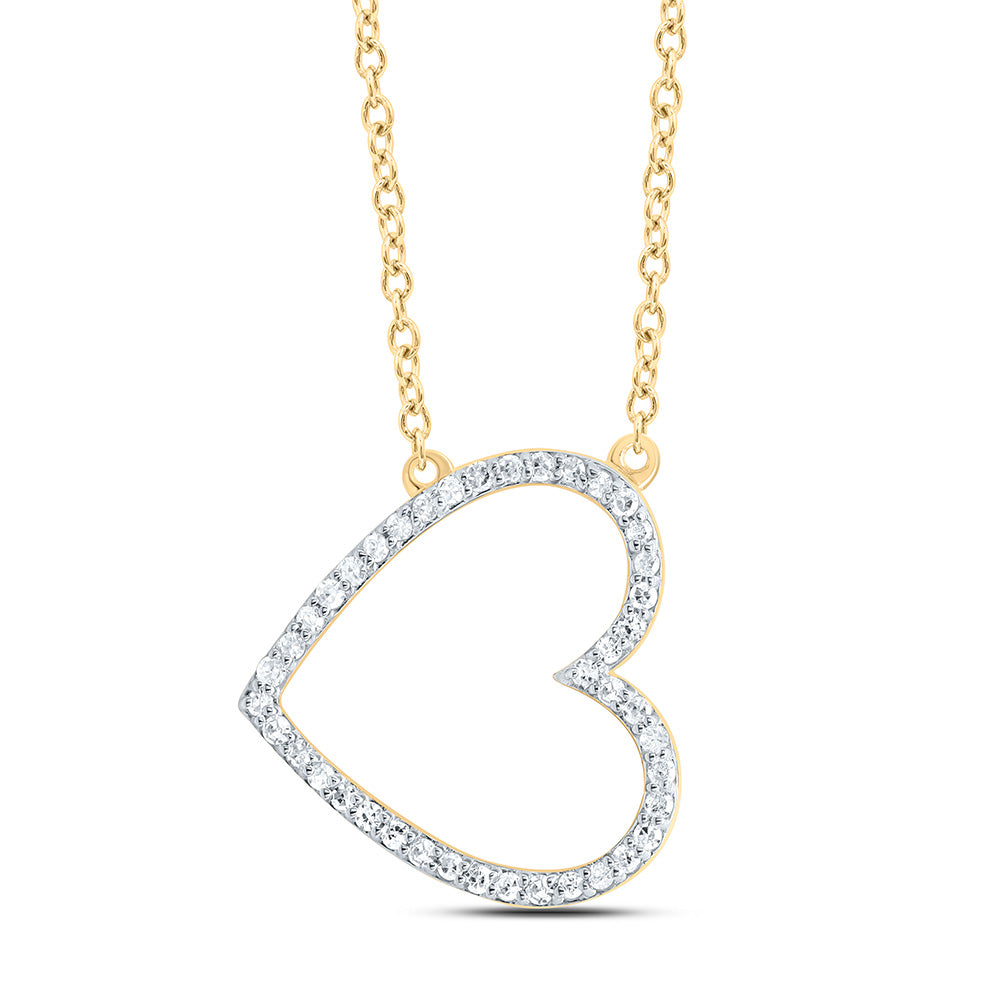 10K Yellow Or White Gold 1/6Cttw Natural Diamond Gift Heart Necklace (18 Inch)