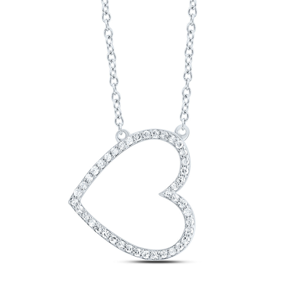 10K Yellow Or White Gold 1/6Cttw Natural Diamond Gift Heart Necklace (18 Inch)