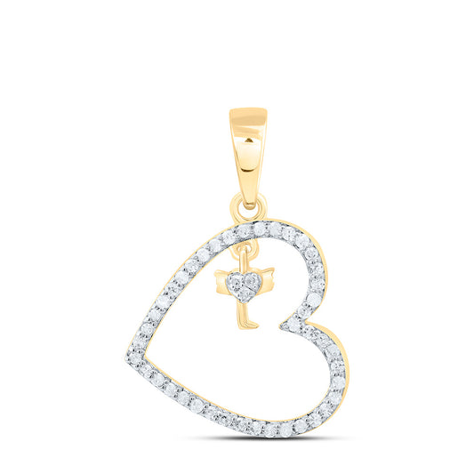 10K Yellow Or White Gold 1/6Cttw Natural Diamond Gift Heart Pendant