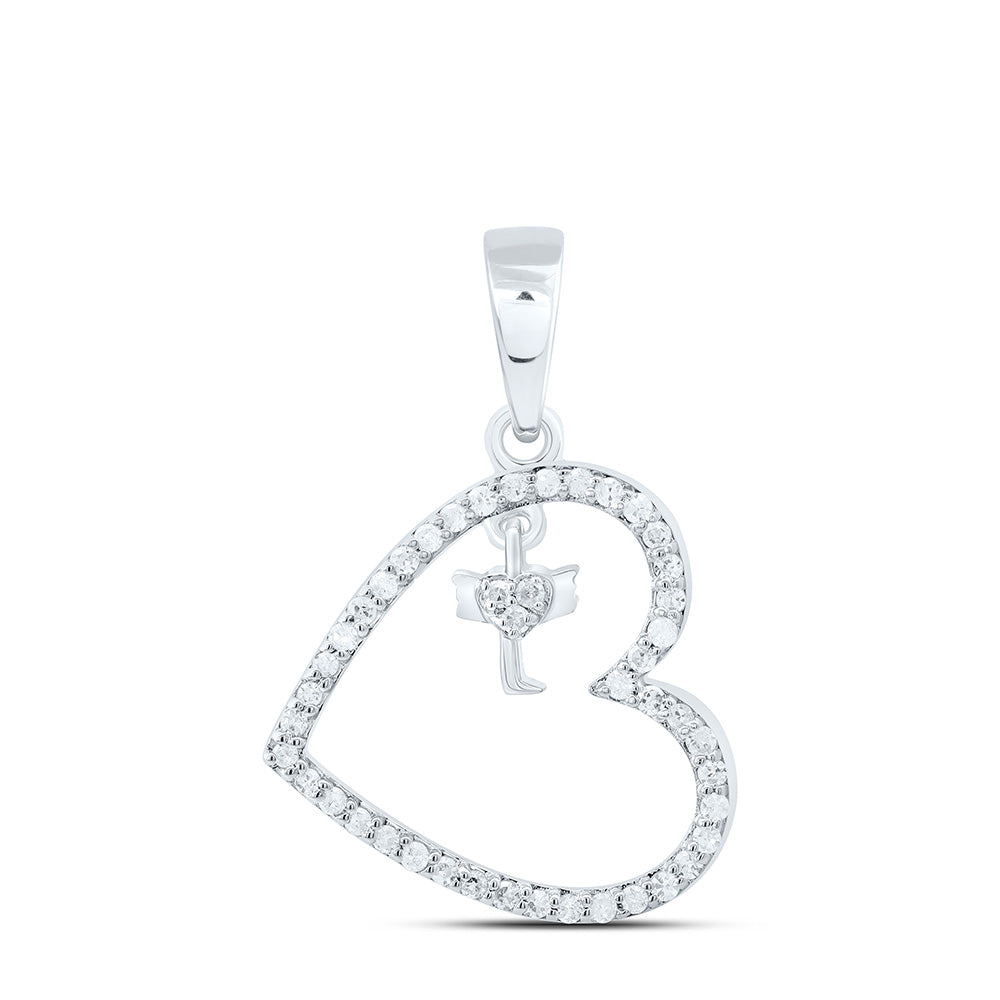 10K Yellow Or White Gold 1/6Cttw Natural Diamond Gift Heart Pendant