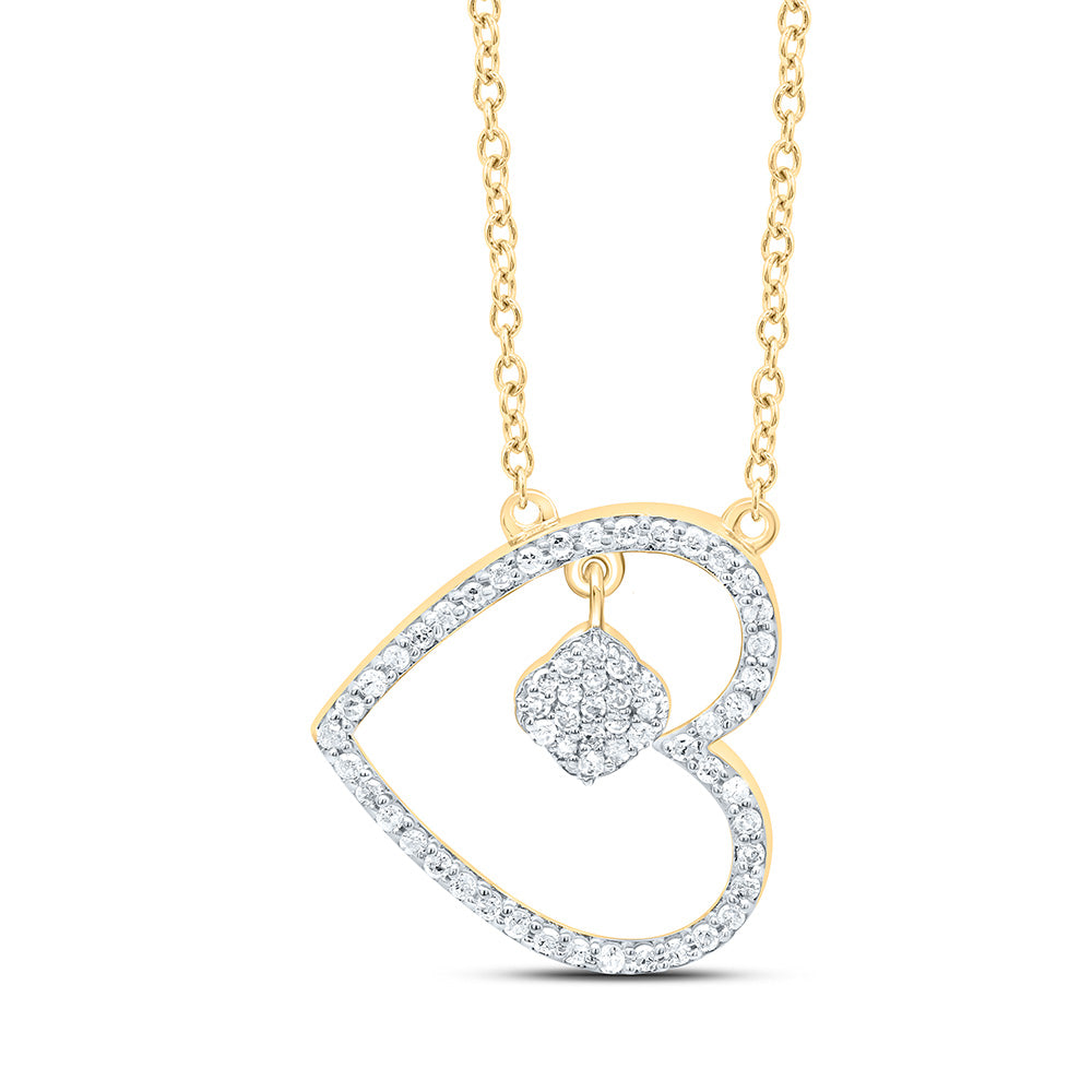 10K Yellow Or White Gold 1/6Cttw Natural Diamond Gift Heart Necklace (18 Inch)