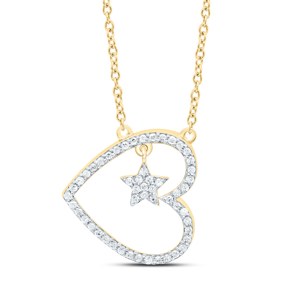 10K Yellow Or White Gold 1/6Cttw Natural Diamond Gift Heart Necklace (18 Inch)