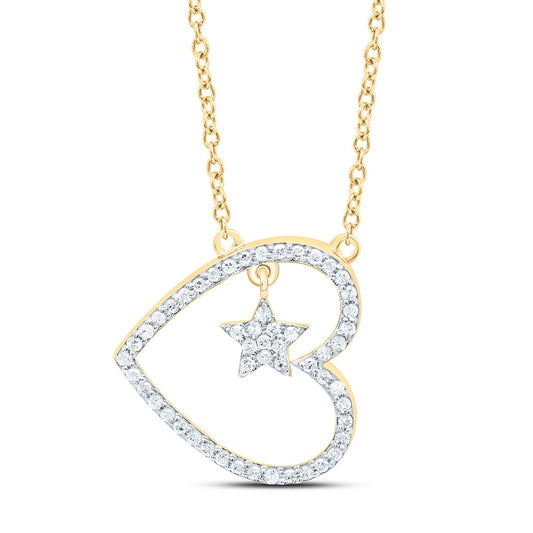 10K Yellow Or White Gold 1/6Cttw Natural Diamond Gift Heart Necklace (18 Inch)