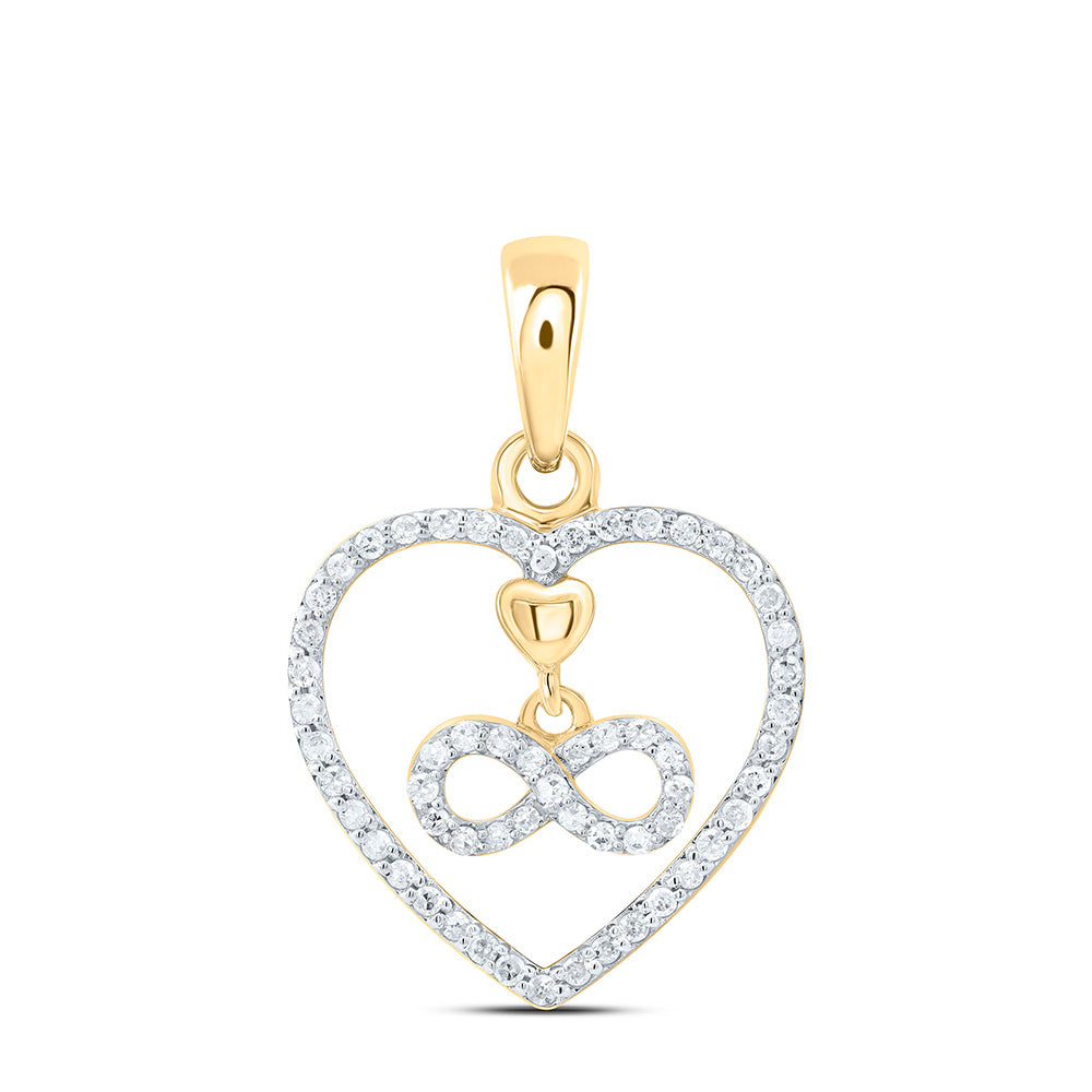 10K Yellow Or White Gold 1/6Cttw Natural Diamond Gift Inifinity  Heart Pendant
