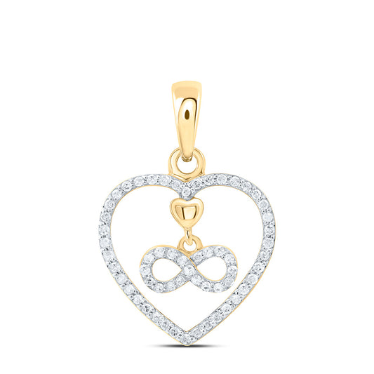 10K Yellow Or White Gold 1/6Cttw Natural Diamond Gift Inifinity  Heart Pendant