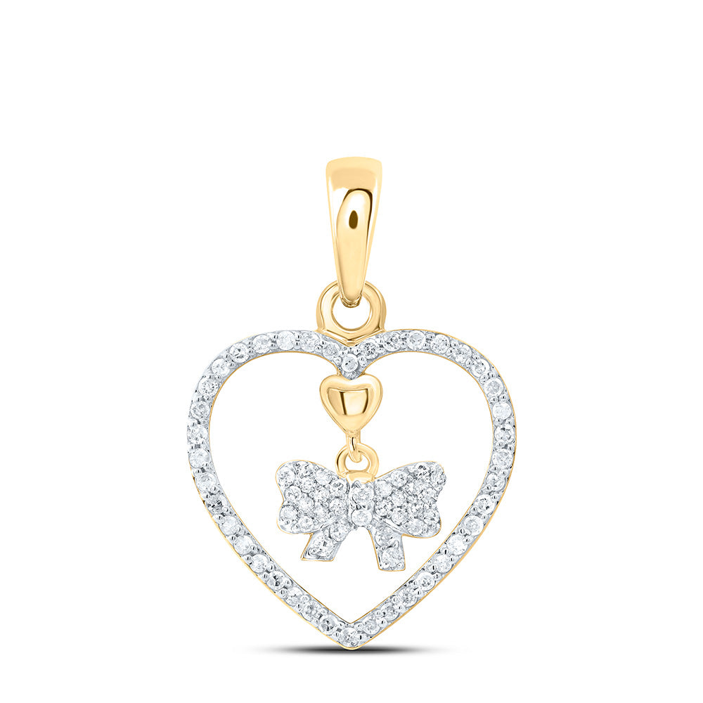 10K Yellow Or White Gold 1/5Cttw Natural Diamond Gift Heart Pendant