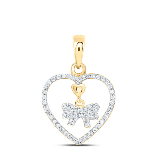 10K Yellow Or White Gold 1/5Cttw Natural Diamond Gift Heart Pendant