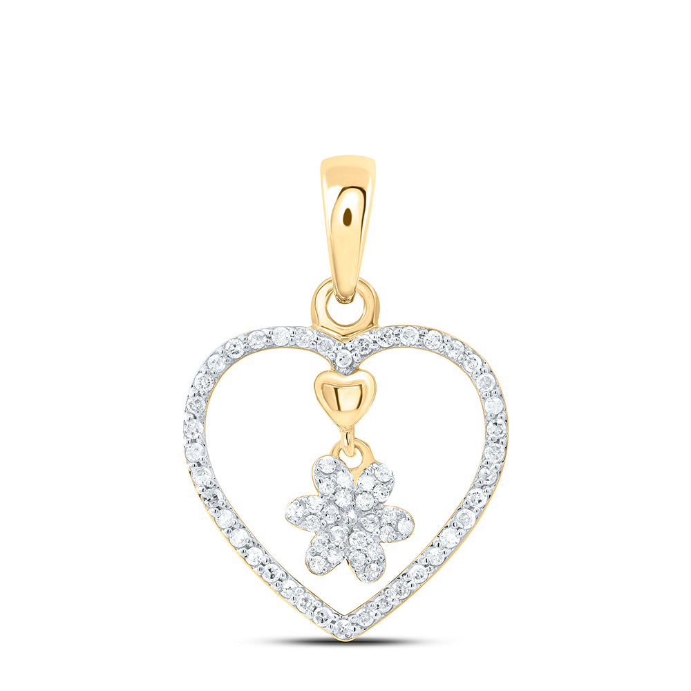 10K Yellow Or White Gold 1/6Cttw Natural Diamond Gift Heart Pendant